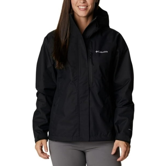 Columbia Puddletown Omni Tech Olive Green & Black Zip Up Rain Hooded Jacket